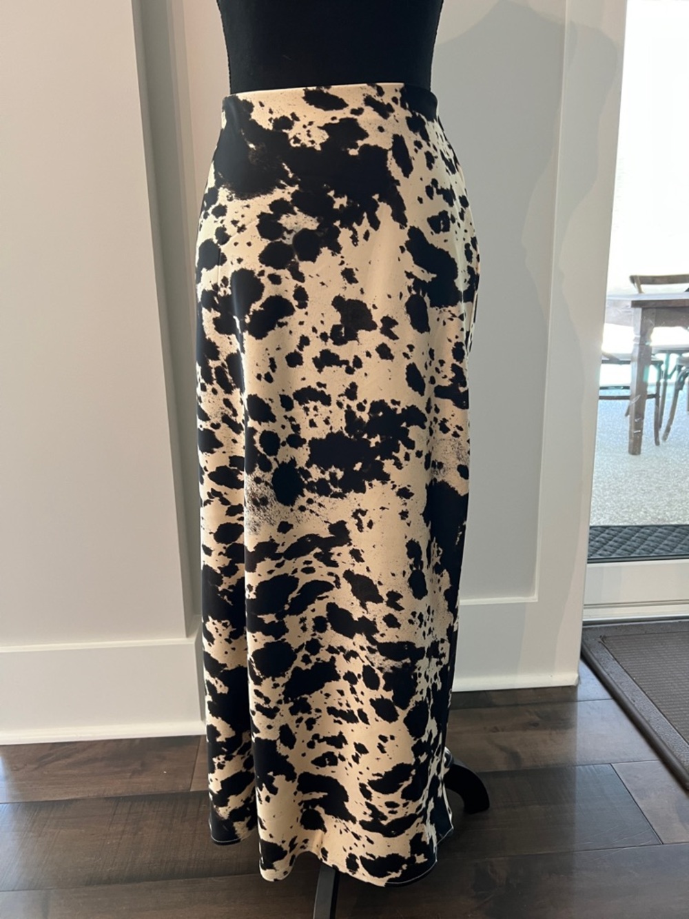 Rachel Zoe Black and Cream Splotch Maxi Skirt